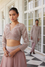 Load image into Gallery viewer, SALMON PINK EMBELLISHED LEHENGA SET