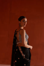 Load image into Gallery viewer, Black Net Saree