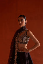 Load image into Gallery viewer, Coffee Raw Silk Lehenga Set