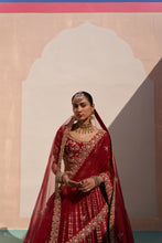 Load image into Gallery viewer, Maroon Double Dupatta Lehenga Set