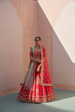 Load image into Gallery viewer, Red Double Dupatta Lehenga Set