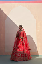 Load image into Gallery viewer, Red Double Dupatta Lehenga Set