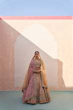 Load image into Gallery viewer, Gold Organza Double Dupatta Lehenga Set