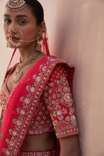 Load image into Gallery viewer, Red Double Dupatta Lehenga Set