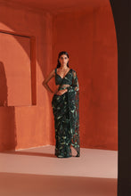 Load image into Gallery viewer, Hunter Green Net Saree