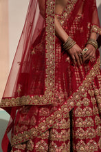 Load image into Gallery viewer, Maroon Double Dupatta Lehenga Set