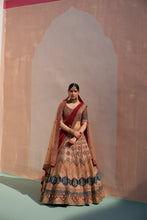 Load image into Gallery viewer, Nude Raw Silk Double Dupatta Lehenga Set