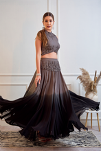 Load image into Gallery viewer, GREY CROP TOP AND OMBRE SKIRT
