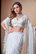 Load image into Gallery viewer, IVORY FLORAL MACHINE WORK BLOUSE SKIRT