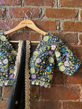 Load image into Gallery viewer, Black organza saree and embroidered blouse set