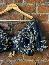 Load image into Gallery viewer, Black placement embroidered lehenga set