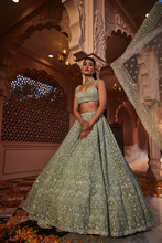Load image into Gallery viewer, Mint embroidered lehenga