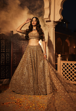 Load image into Gallery viewer, Gold organza embroidered lehenga