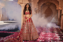 Load image into Gallery viewer, Red heavily embroidered lehenga