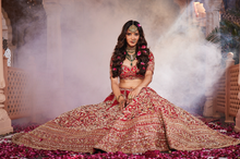 Load image into Gallery viewer, Red heavily embroidered lehenga