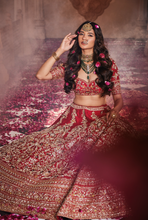 Load image into Gallery viewer, Red heavily embroidered lehenga