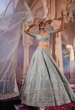 Load image into Gallery viewer, Dusty firoza heavily hand embroidered lehenga