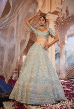 Load image into Gallery viewer, Dusty firoza heavily hand embroidered lehenga