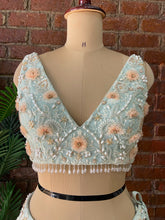 Load image into Gallery viewer, Mint 3D embroidered Lehenga Set