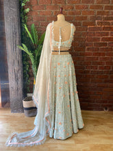 Load image into Gallery viewer, Mint 3D embroidered Lehenga Set
