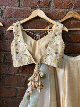Load image into Gallery viewer, Beige hand painted and hand embroidered lehenga set