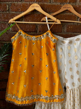 Load image into Gallery viewer, Yellow and Ivory Mirror work sharara set