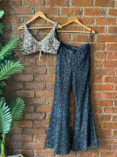 Load image into Gallery viewer, Black Thread and Mirror hand embroidered Palazzo set