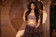 Load image into Gallery viewer, Wine raw silk hand embroidered lehenga