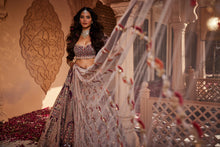 Load image into Gallery viewer, Wine raw silk hand embroidered lehenga