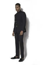 Load image into Gallery viewer, Black Angrakha Bandhgala Set