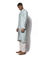 Load image into Gallery viewer, Aqua Blue Asymmetrical Embroidered Kurta Set