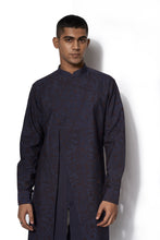 Load image into Gallery viewer, Navy Layered Textured Kurta Set