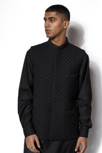 Load image into Gallery viewer, Black Textured Nehru Jacket Set