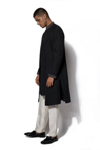 Load image into Gallery viewer, Black Layered Embroidered Long Jacket Set