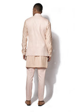 Load image into Gallery viewer, Peach Asymmetrical Embroidered Bundi Kurta Set