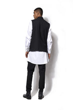 Load image into Gallery viewer, Black Asymmetrical Nehru Jacket Set