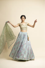 Load image into Gallery viewer, JADE GREEN ORGANZA LEHENGA SET