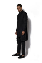 Load image into Gallery viewer, Black Asymmetrical Layered Long Jacket Set