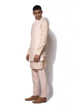 Load image into Gallery viewer, Peach Asymmetrical Embroidered Bundi Kurta Set