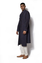 Load image into Gallery viewer, Navy Layered Textured Kurta Set