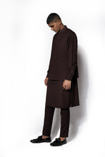 Load image into Gallery viewer, Brown Textured Nehru Jacket Set