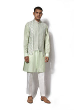 Load image into Gallery viewer, Mint Green Embroidered Bundi Kurta Set