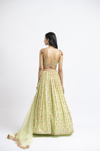 Load image into Gallery viewer, MEHENDI GREEN LEHENGA CHOLI SET