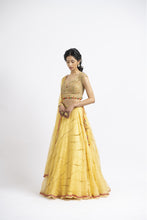 Load image into Gallery viewer, SUNBURST YELLOW ORGANZA LEHENGA SET