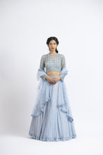 Load image into Gallery viewer, ICE BLUE TULLE LEHENGA CHOLI SET