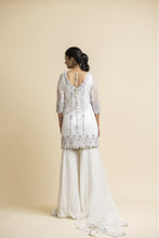 Load image into Gallery viewer, OFF WHITE TULLE SHIRT AND DUPATTA WITH MOKAISH GARARA