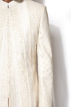 Load image into Gallery viewer, Ivory Asymmetrical Embroidered Long Jacket Set