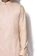 Load image into Gallery viewer, Peach Asymmetrical Embroidered Bundi Kurta Set