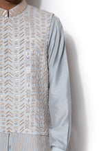 Load image into Gallery viewer, Ice Blue Embroidered Bundi Kurta Set