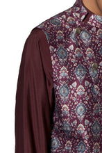 Load image into Gallery viewer, Wine Printed Bundi Kurta Set
